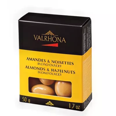 Equinoxe Dulcey hazelnuts and almonds coated in blonde chocolate