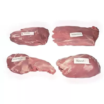 deboned leg cut in 4 of hunted roe deer